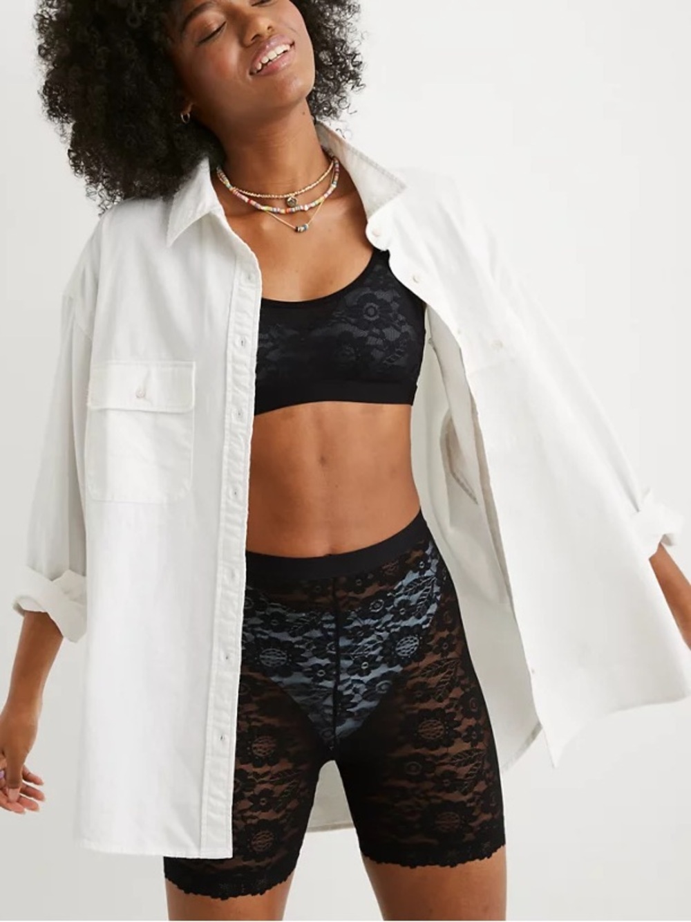Women’s White Aerie Anytime Fave Oversized Cotton Shirt Large